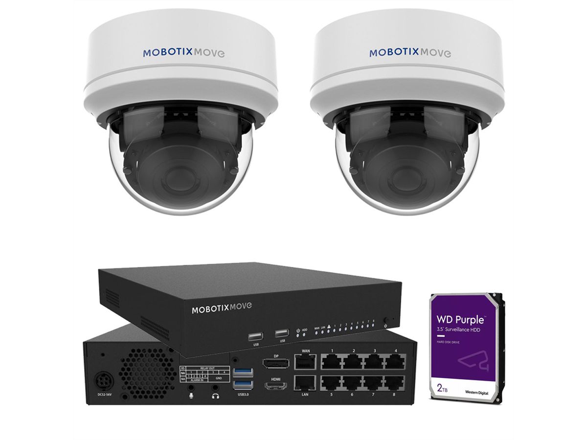 MOBOTIX complete set Dome + NVR / NVR 8CH / 2x Dome 8MPx / HDD 2 TB