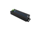 EXSYS EX-1510HMVS 10 Port USB 3.2 Gen1 Managed Metall HUB mit 15KV ESD Überspannungs-Schutz Din-Rail