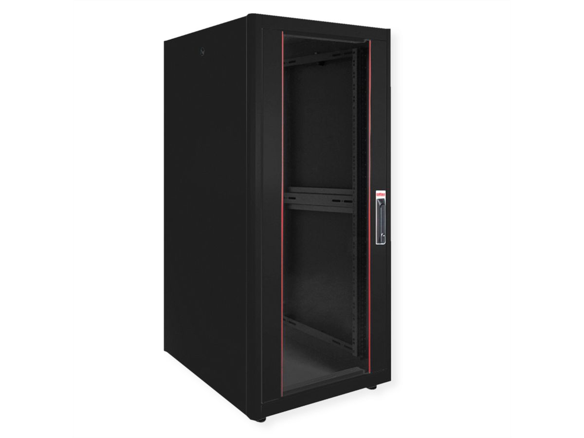 ROLINE 19-Zoll Netzwerkschrank Basic 26 HE, 600x800 BxT Glastür schwarz