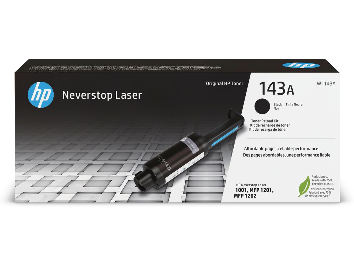HP Kit de recharge de toner laser noir 143A Neverstop authentique