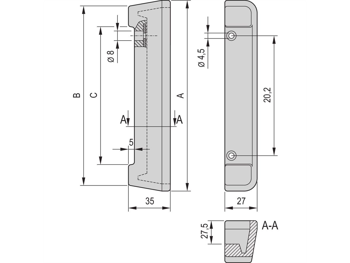 Pied arrière CompacPRO SCHROFF avec protection des bords, 3 U