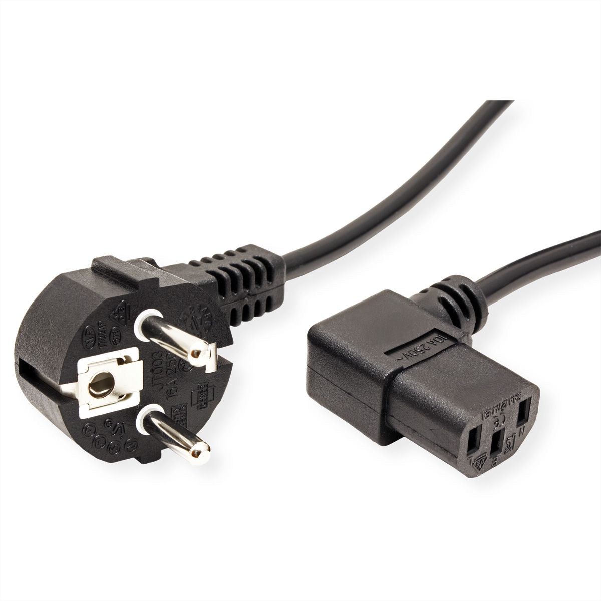 Câble d'alimentation VALUE noir, coudé à 90° (CH), 1,8 m - SECOMP AG
