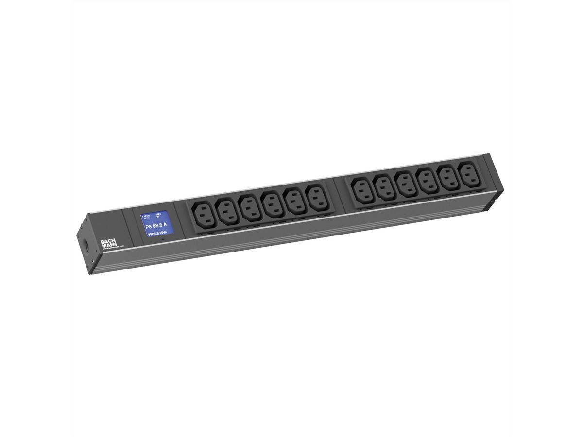 BACHMANN BN0500 PDU 19" 1U 12xC13, mesure du courant, 2P+T