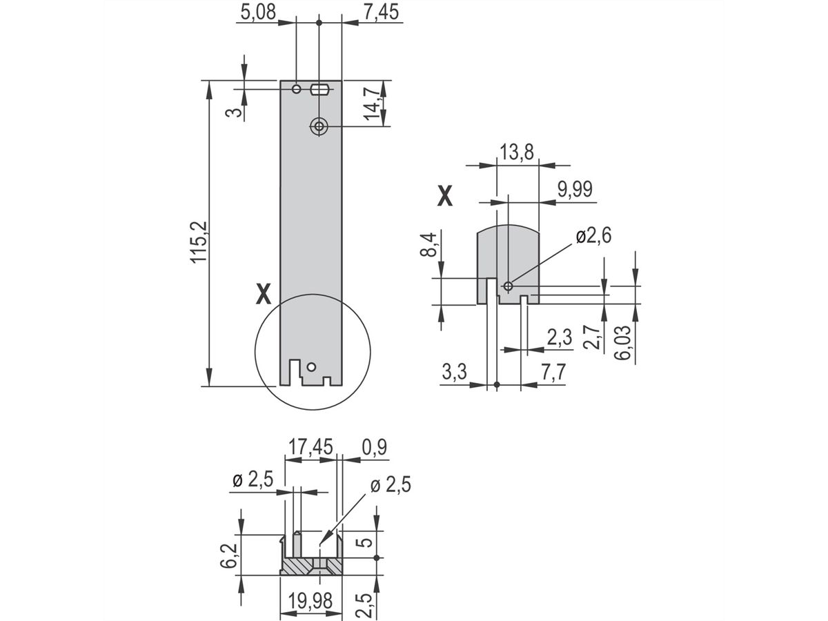 SCHROFF Plug-In Unit Kit avec poignée IEL pour E/S arrière, blindé, noir, 3 U, 4 HP