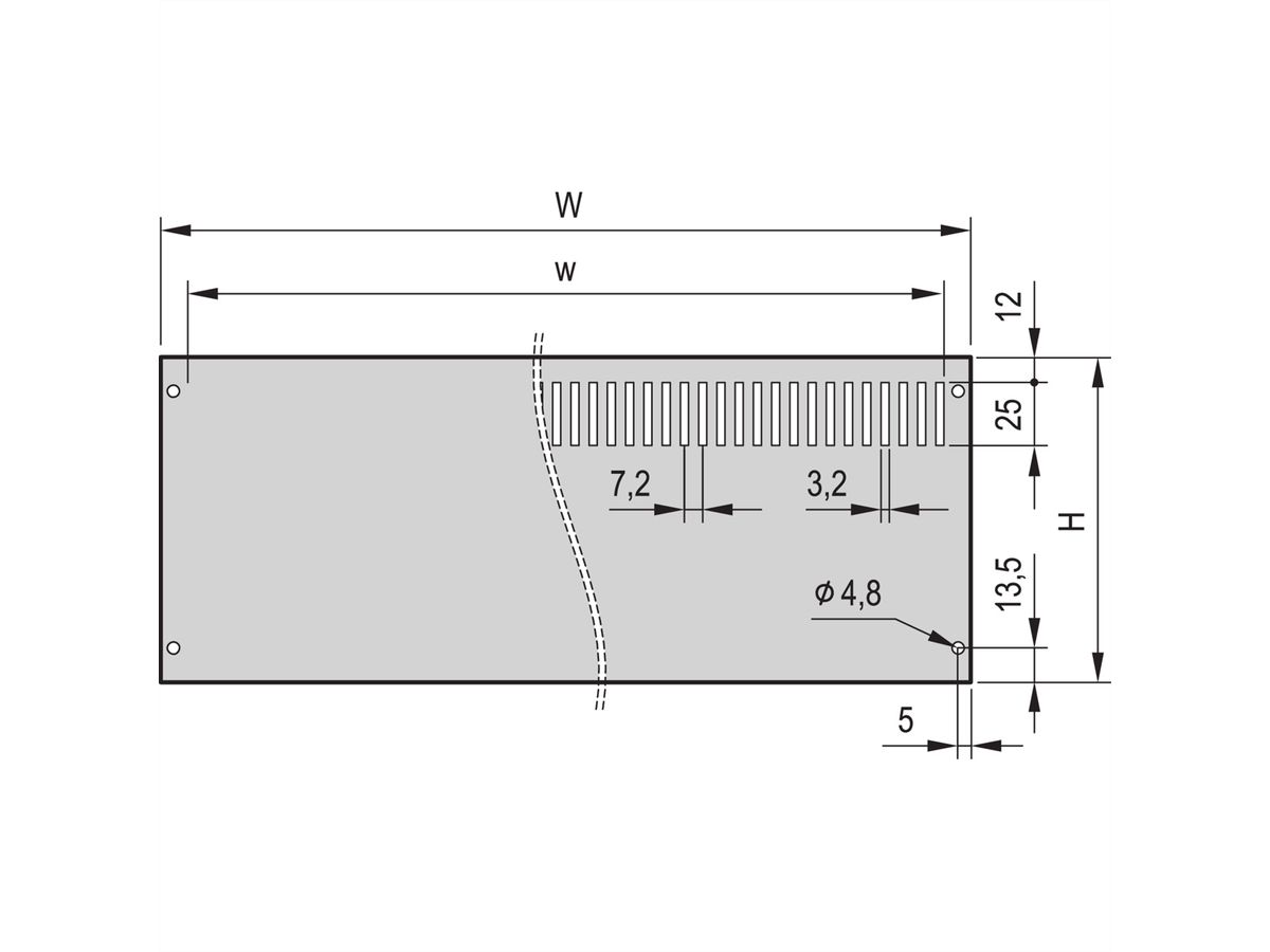 SCHROFF PropacPRO Panneau arrière, pleine largeur, non blindé, sans perforation, 4 U, 63 HP