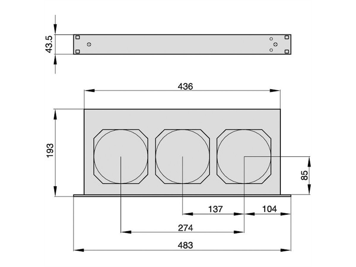 SCHROFF 19" Umlüfter, 3 Ventilatoren, 1 HE, 24 VDC, drehzahlgeregelt und funktionsüberwacht