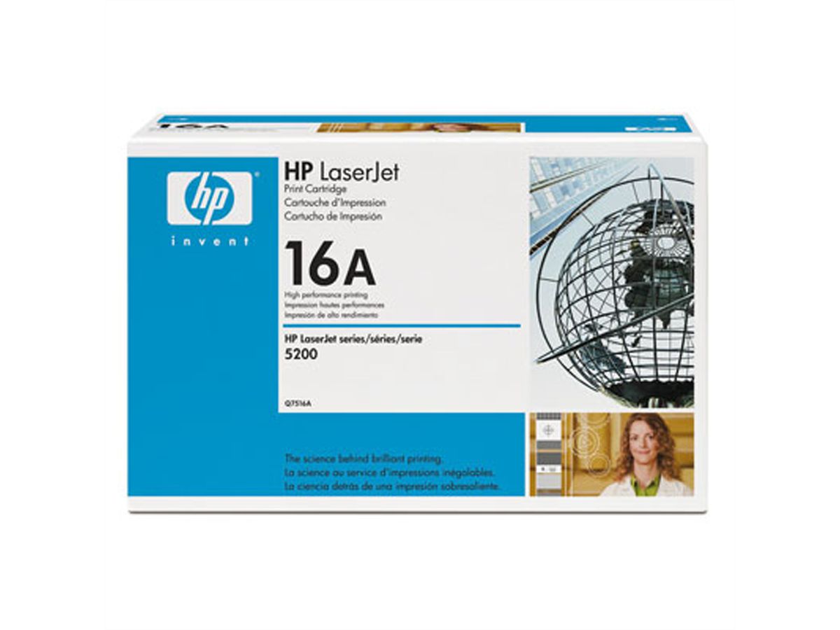 HP Q7516A, cassette LaserJet noire, env. 12.000 pages pour 5200, 5200tn, 5200dtn