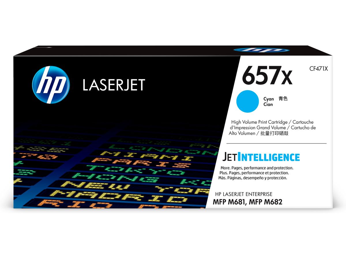 HP Cartouche de toner cyan 657X LaserJet grande capacité authentique