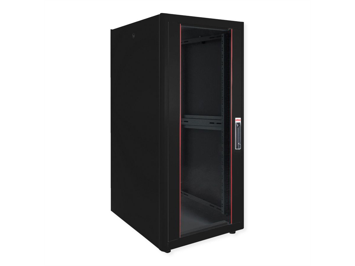 ROLINE 19-Zoll Netzwerkschrank Basic 32 HE, 600x600 BxT Glastür schwarz