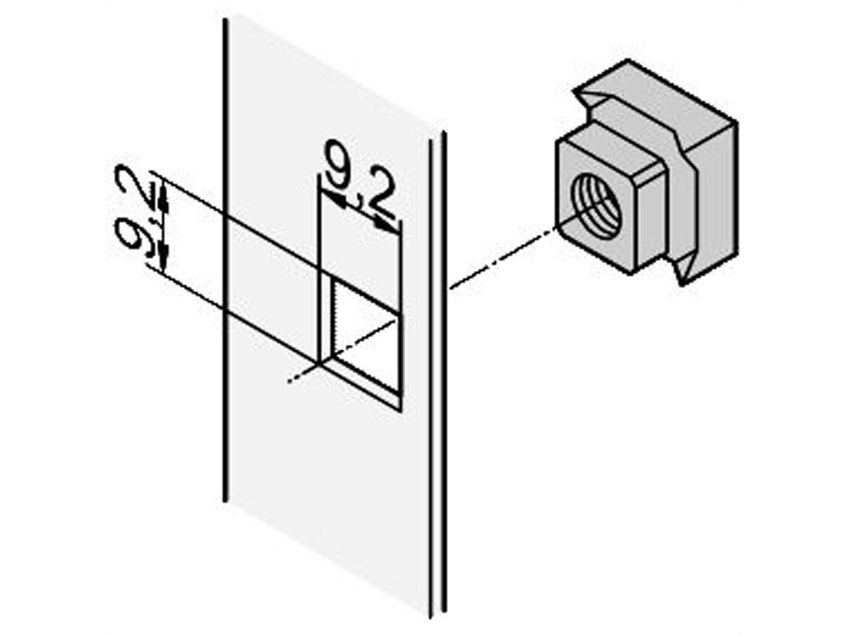 Kit d'écrous carrés de mise à la terre SCHROFF, M6 pour 1,5 mm, 50 pièces