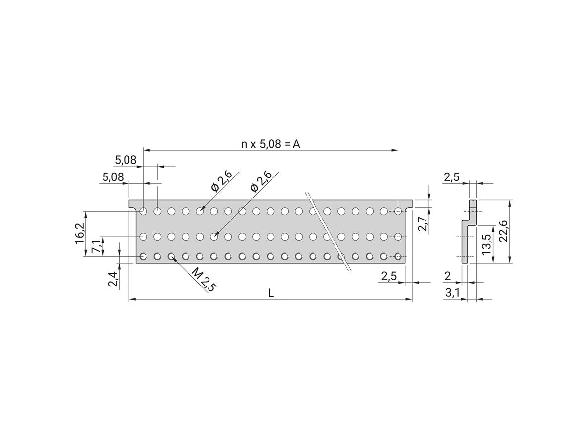 SCHROFF Z-Schiene für Steckverbinder nach EN 60603-2 (DIN 41612) - Z-SCHIENE 28TE F.DIN41612