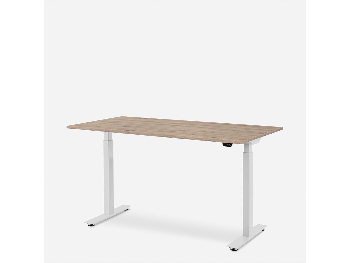 WRK21 Schreibtisch Smart 180 x 80 cm, Höhenverstellbar, Kendal Eiche / Weiss