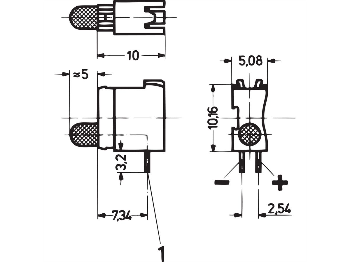 DEL unique SCHROFF Ø 3,2 mm, court-circuit, plan de montage 1, jaune, courant faible