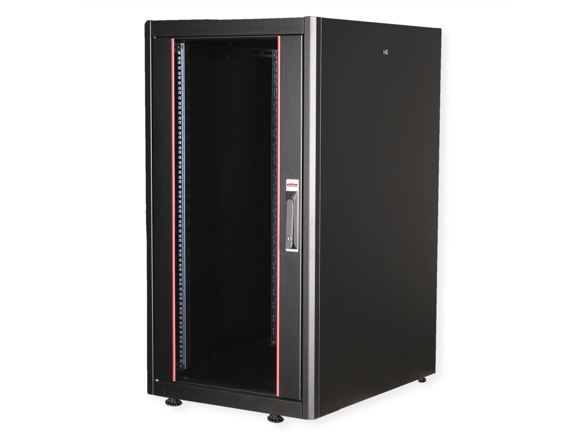 ROLINE 19-Zoll Netzwerkschrank Basic 22 HE, 600x800 BxT Glastür schwarz