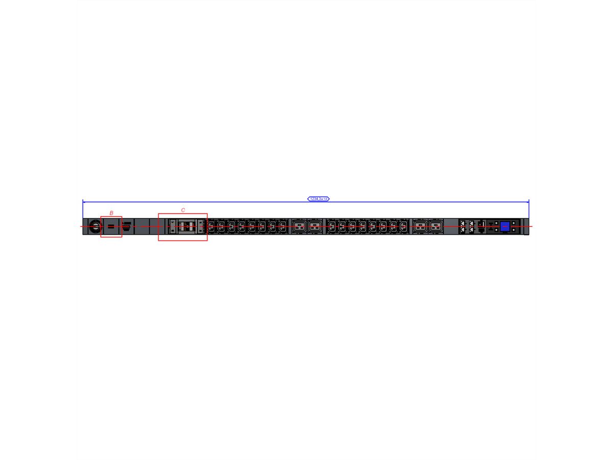 BACHMANN BN7500 RCM 16xC13 4xC19 2xLS, Mess.p.Ph. 3G4 CEE32A Lan Schalt.p.D.