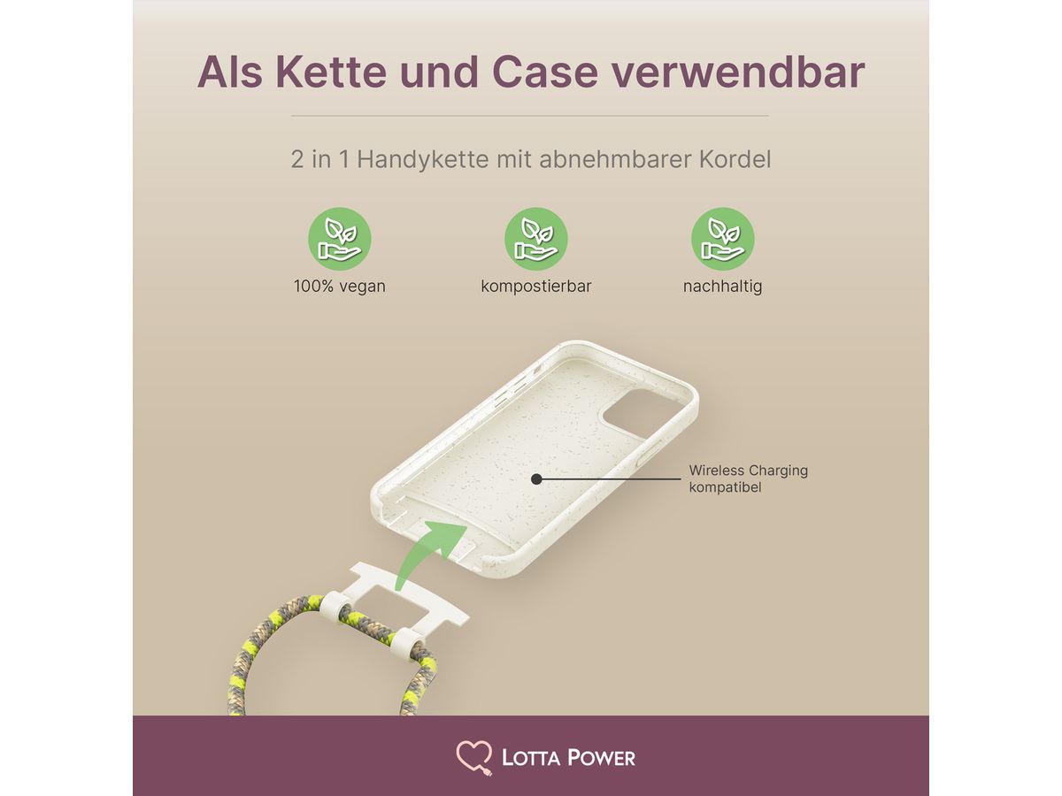 Lotta Power SoftCase Handy-Kette iPhone 12/12 Pro Beige/Sandstone,organic