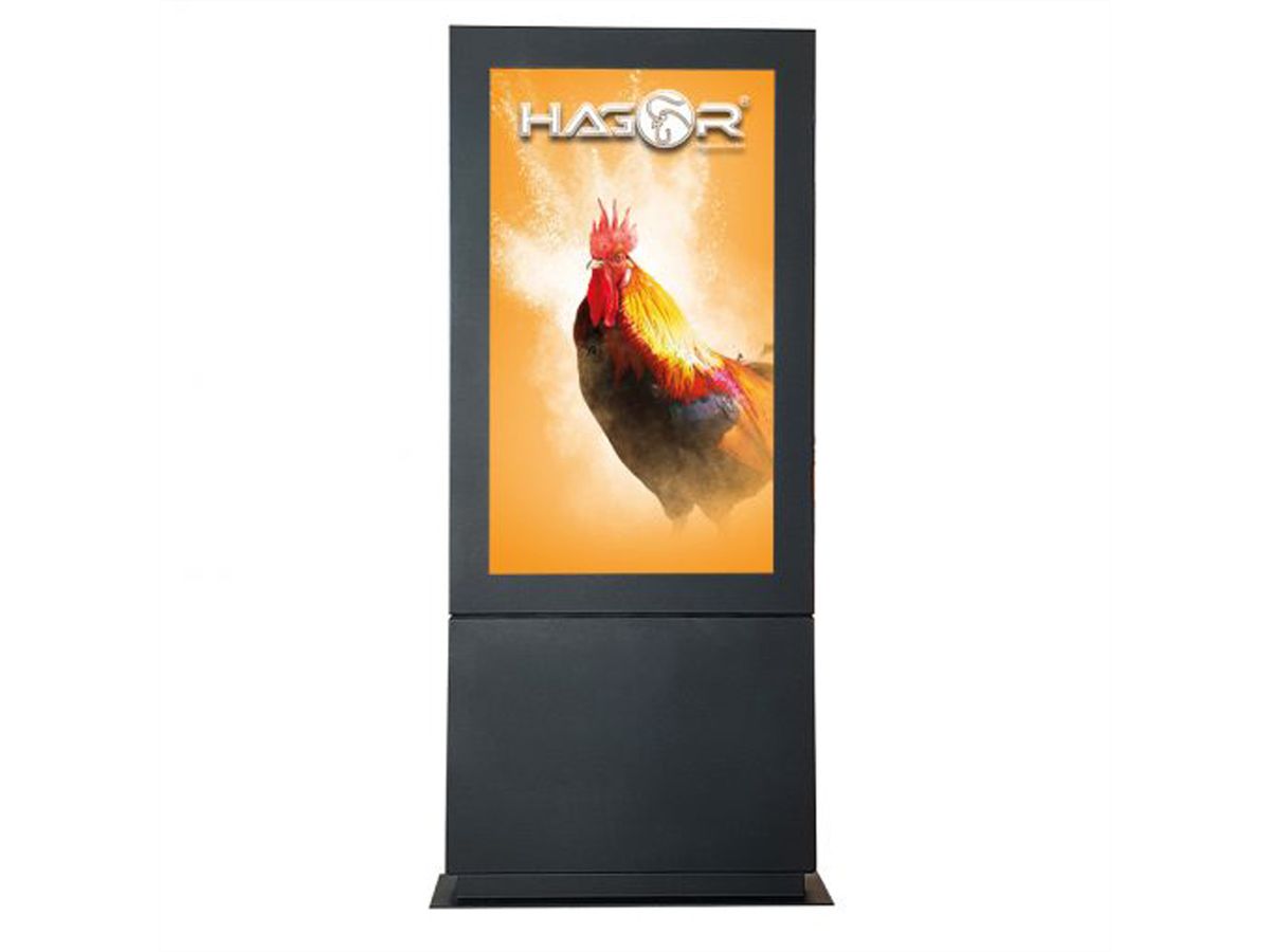 Hagor ScreenOut Eco kiosk L - chauffage et ventilation HQ inclus, Totem extérieure avec chauffage et ventilation HQ., gris