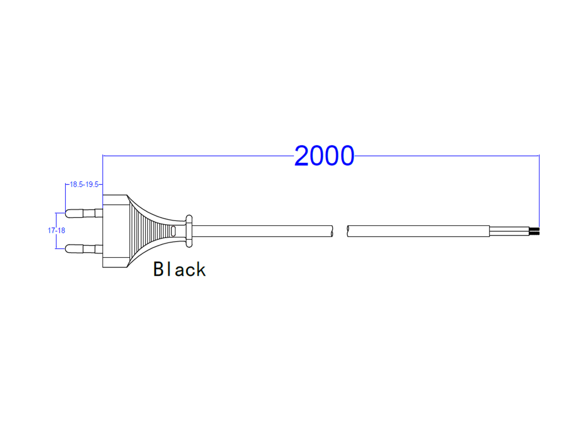 BACHMANN Zuleitung 2x0,75 2m schwarz, H03VVH2-F Eurostecker einzelnverpackt