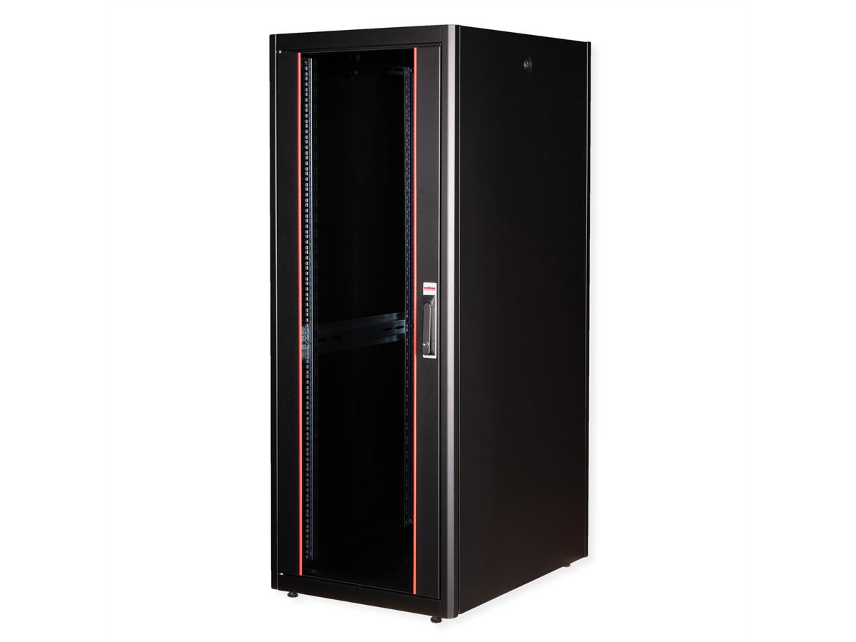 ROLINE 19-Zoll Netzwerkschrank Basic 32 HE, 600x800 BxT Glastür schwarz