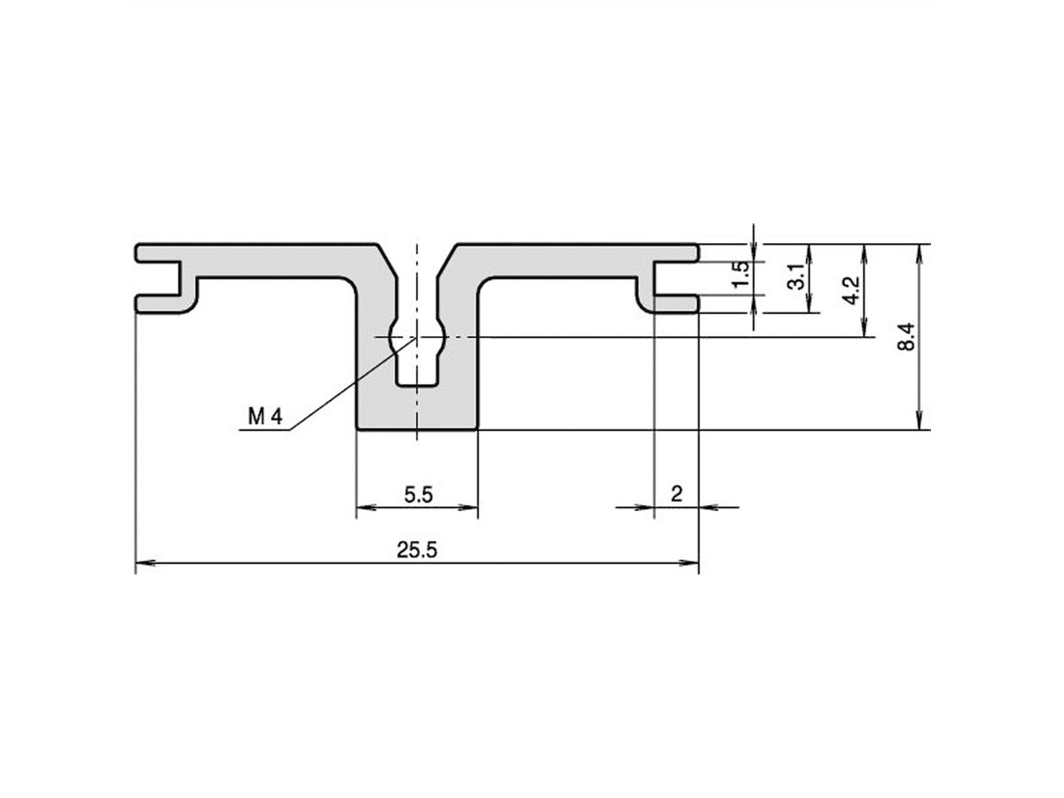 Rail horizontal arrière SCHROFF, type AB pour guide-cartes E/S arrière, 1000 mm