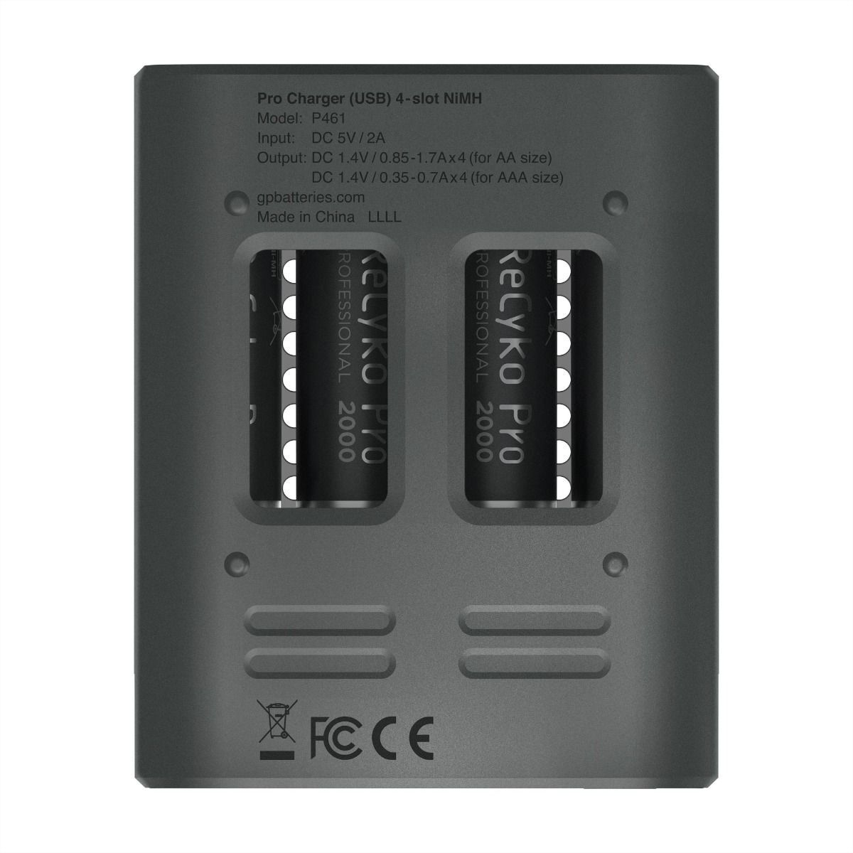 Chargeur rapide de 4 piles AA et AAA (NiMH) en USB