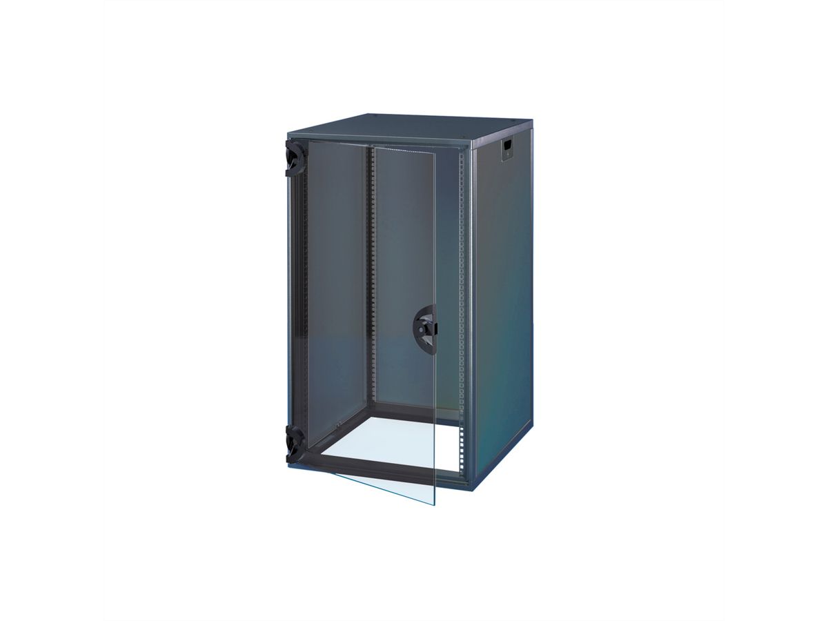 Armoire Novastar SCHROFF avec porte vitrée et panneau arrière, Heavy-Duty, RAL 7021, 1967H 553W 600D