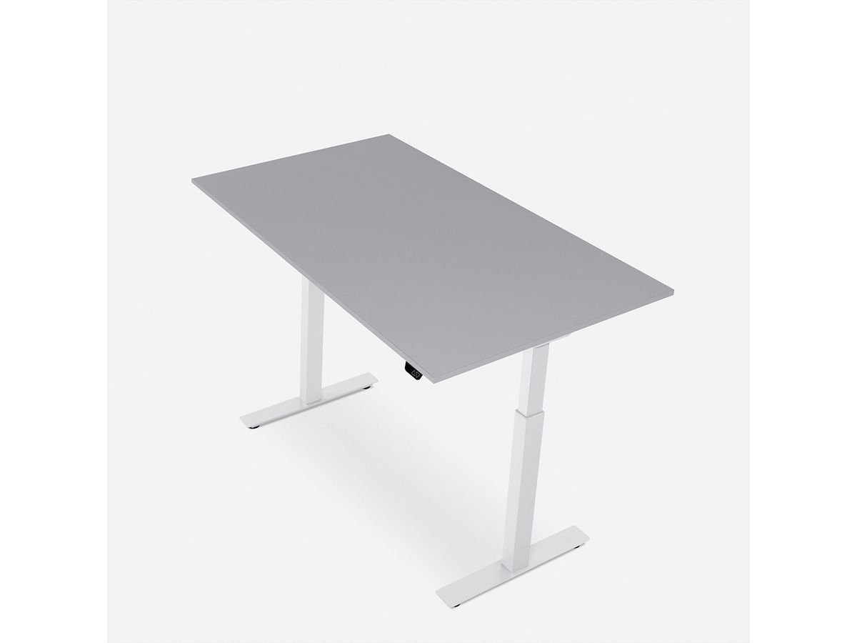 WRK21 Bureau Smart 160 x 80 cm, Hauteur réglable, Gris uni / Blanc