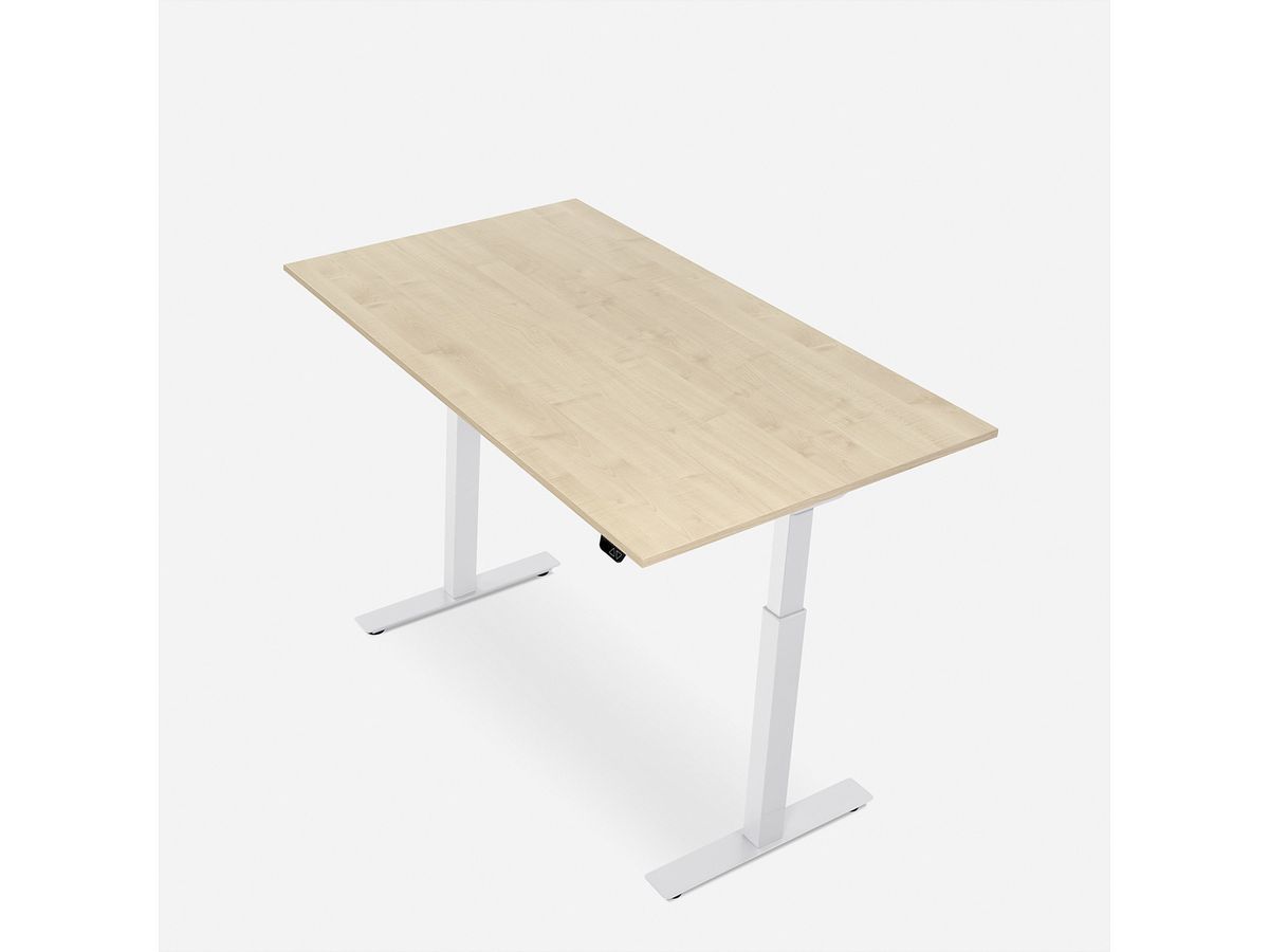 WRK21 Bureau Smart 180 x 80 cm, Hauteur réglable, Mandal érable / Blanc