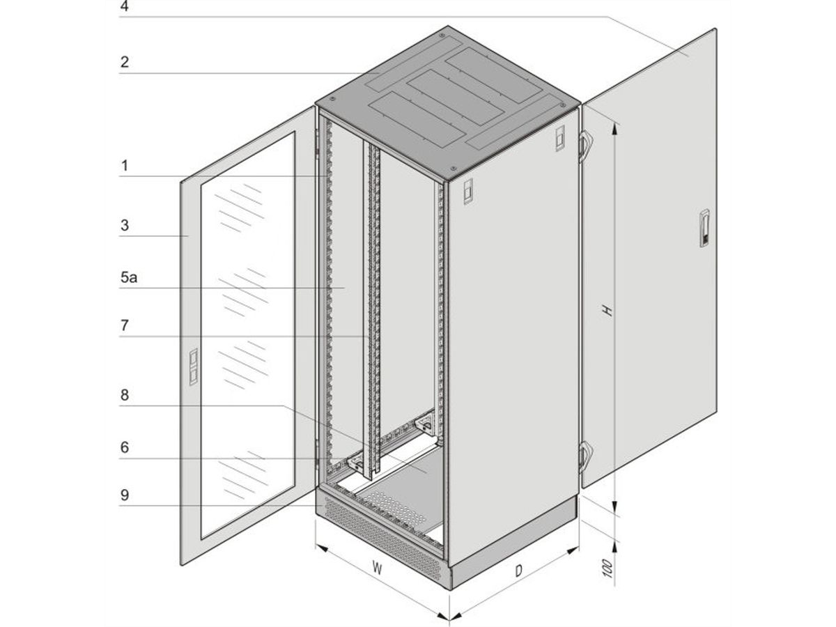 SCHROFF Varistar NET Plus Cabinet, RAL 7035, simple, 47 U, 2200H, 800W, 600D