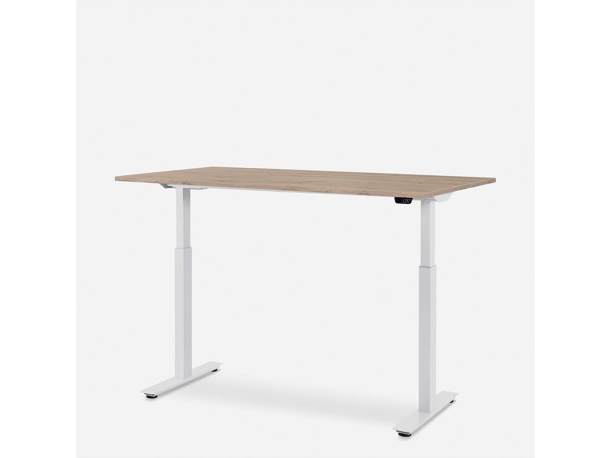 WRK21 Bureau Smart 160 x 80 cm, Hauteur réglable, Chêne Kendal / Blanc