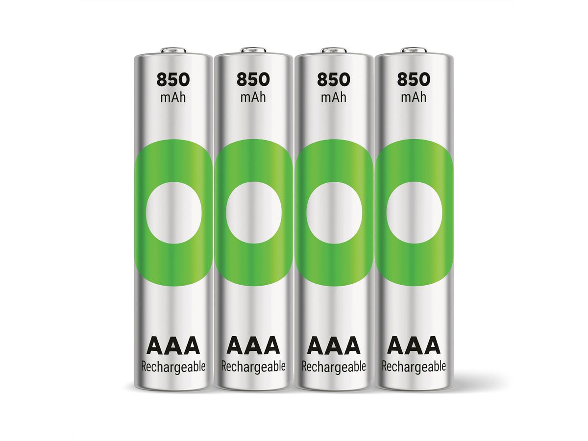 GP Batteries Recyko+, Akku 4xAAA, 850 mAh, 1,2 V