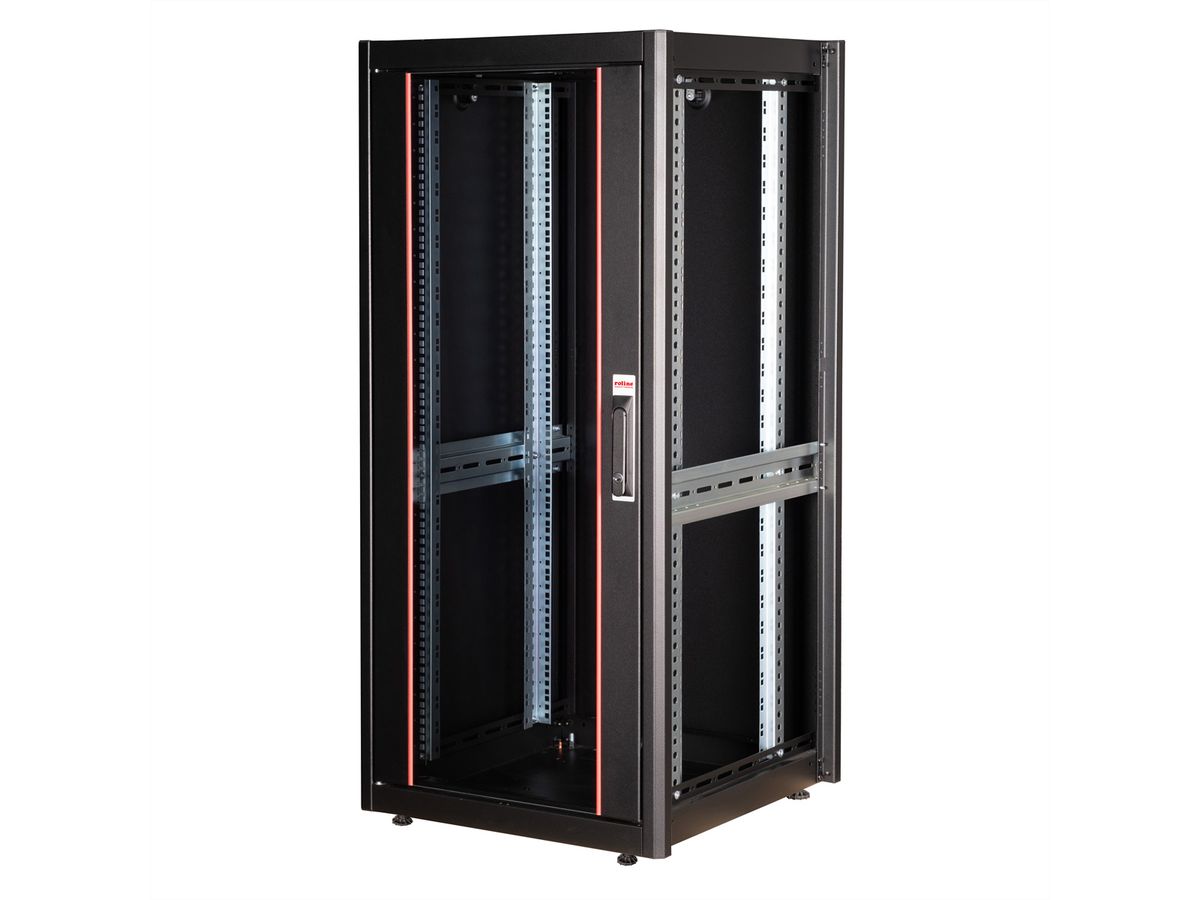 ROLINE 19-Zoll Netzwerkschrank Basic 26 HE, 600x600 BxT Glastür schwarz