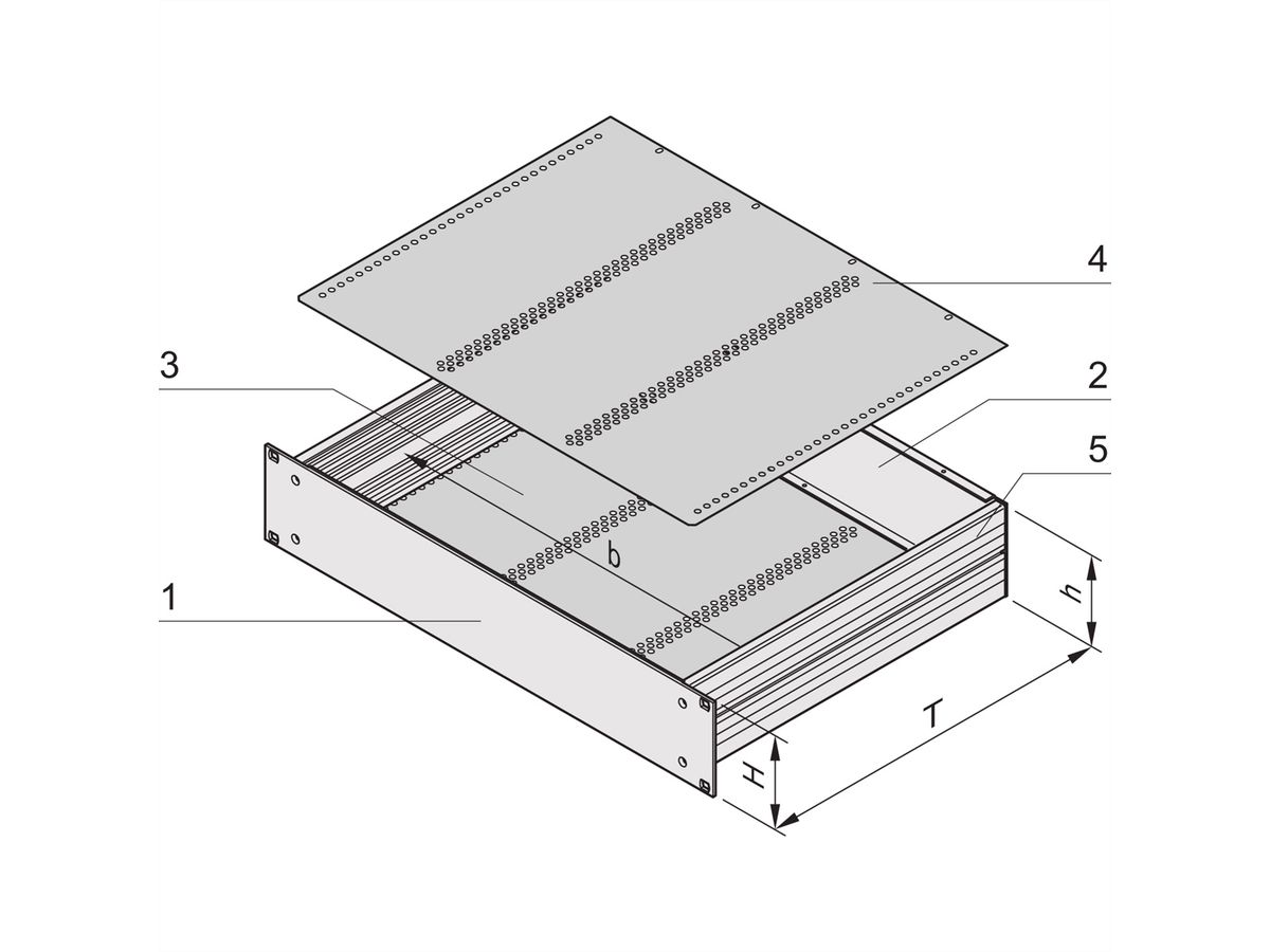 SCHROFF 19"-Kompletteinschub aus Aluminium, für den Ausbau mit Europakarten - MULTIPAC PRO 1HE 220T DBLKAA