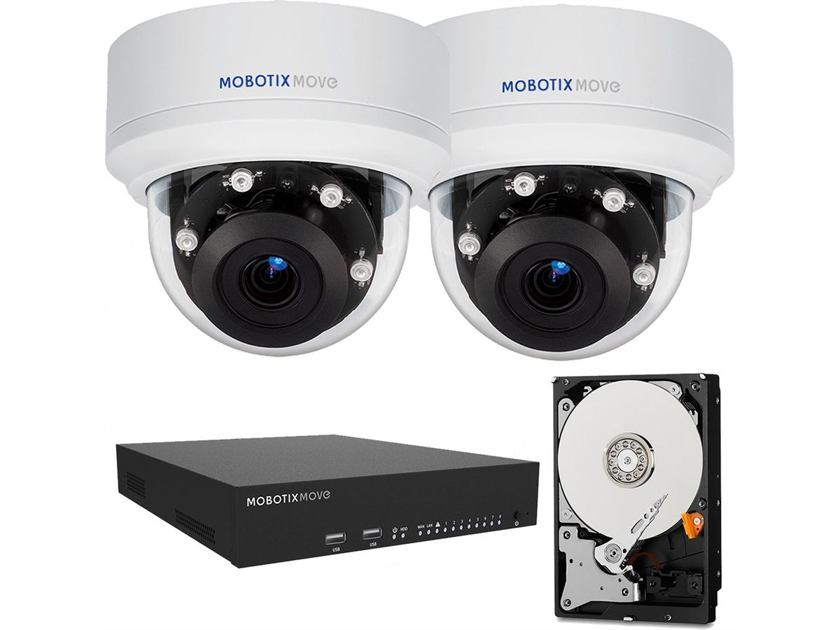 MOBOTIX Komplett-Set MOVE Dome Kamera 2MP + NVR + 2TB Hard Disk
