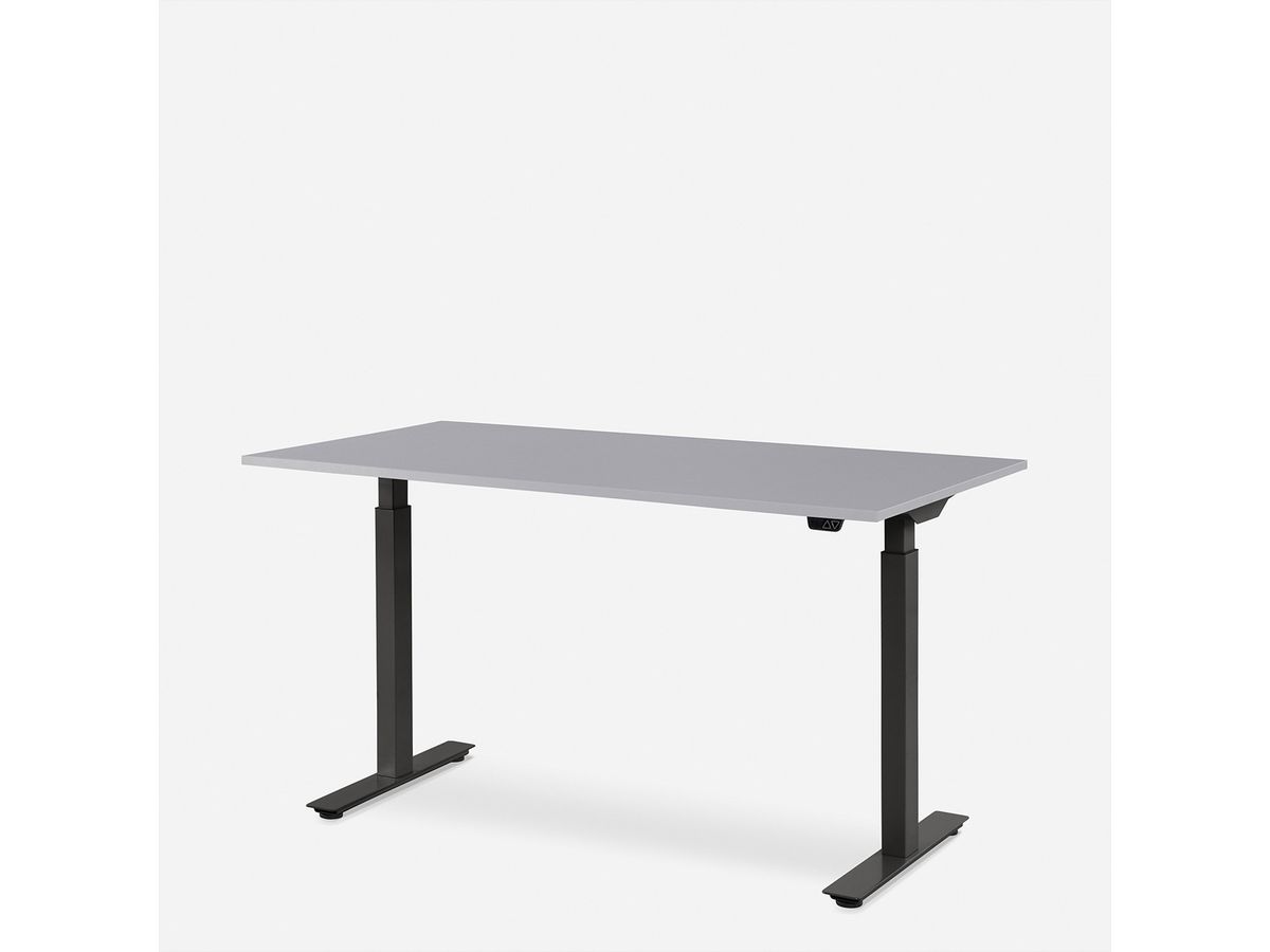 WRK21 Bureau Smart 160 x 80 cm, Hauteur réglable, Gris uni / Noir