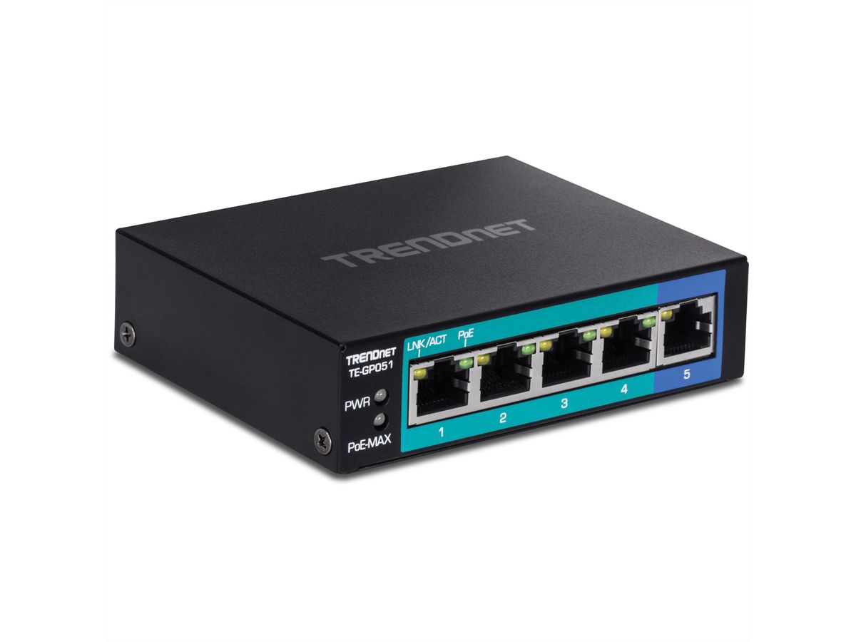 TRENDnet TE-GP051 5-Port PoE+ Gigabit Switch