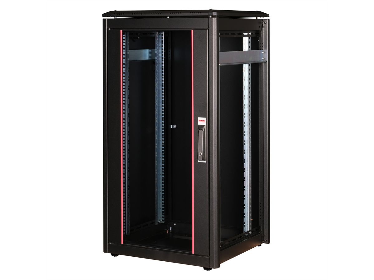 ROLINE 19-Zoll Netzwerkschrank Pro 22 HE, 600x600 BxT Glastür schwarz