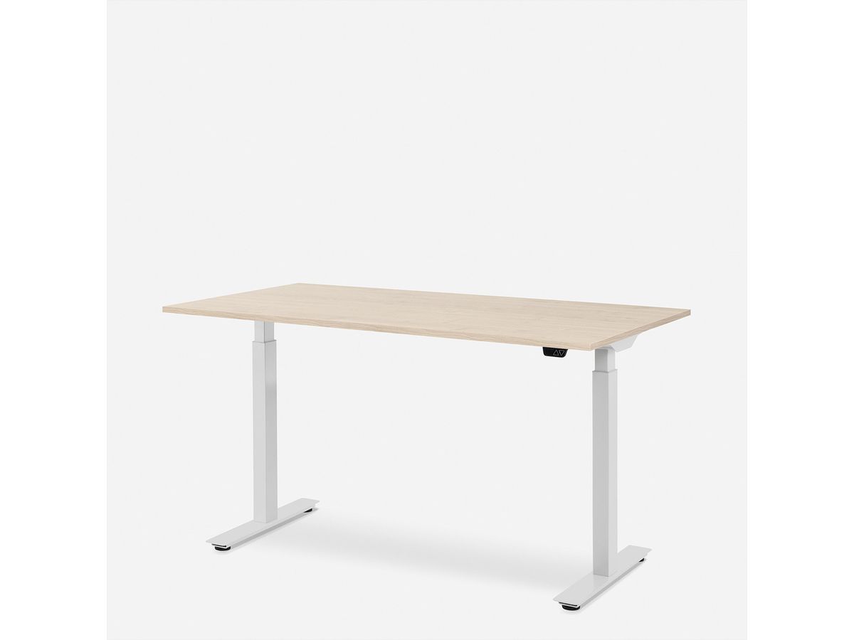 WRK21 Bureau Smart 160 x 80 cm, Hauteur réglable, Mandal érable / Blanc