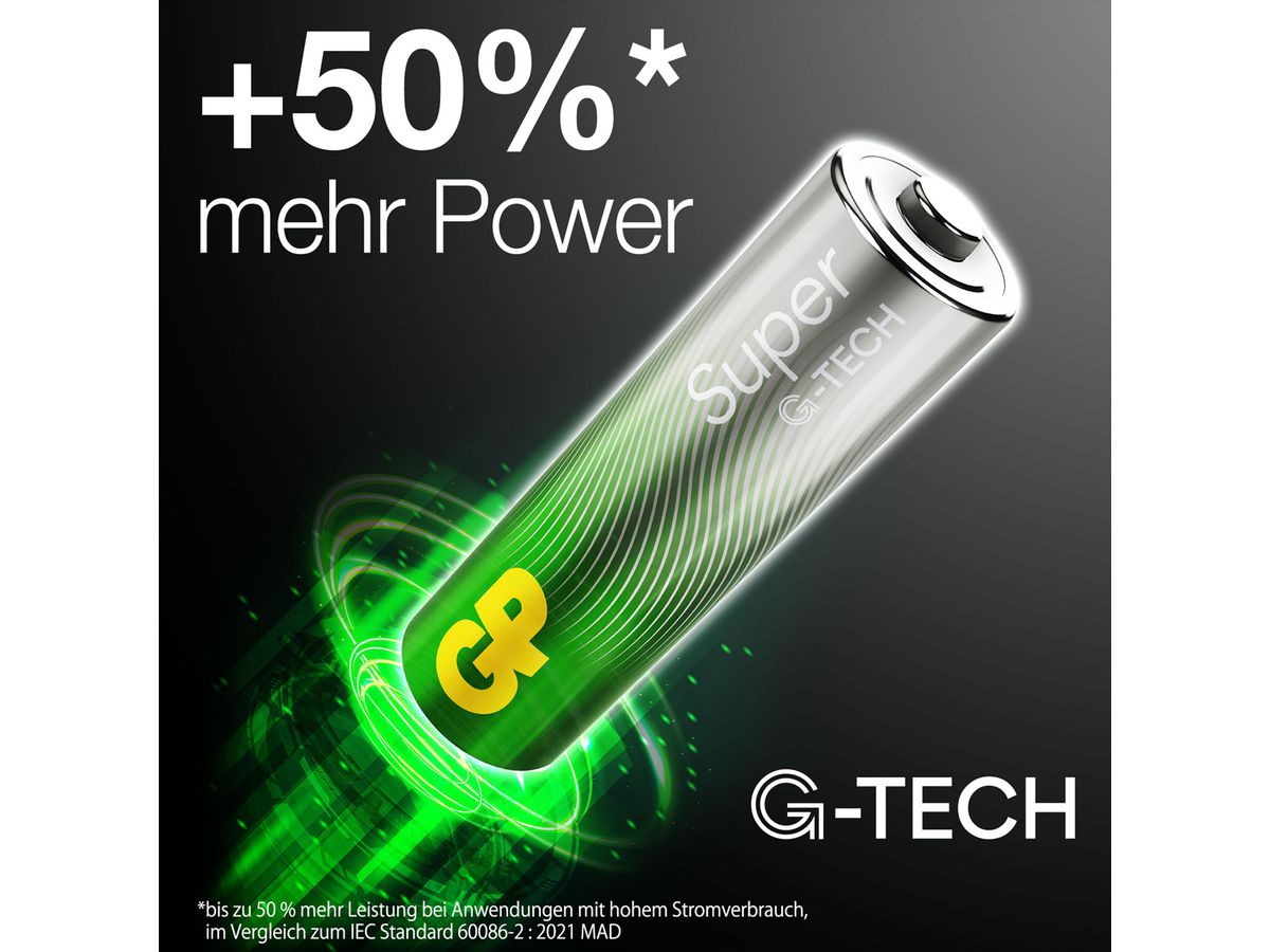 GP Batterie Super Alkaline AAA 80x, 1,5V,G-TECH, Flat-Pack