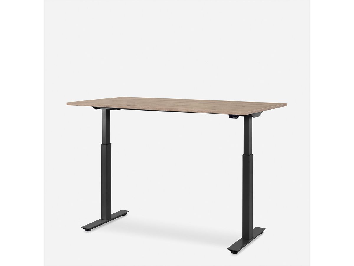 WRK21 Schreibtisch Smart 160 x 80 cm, Höhenverstellbar, Kendal Eiche / Schwarz