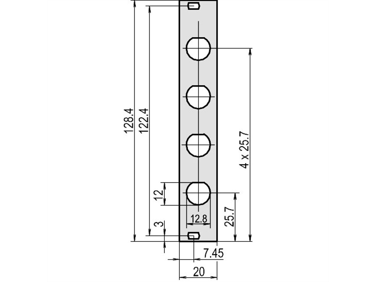 SCHROFF Frontplatten für Koax Steckverbinder - TEILFRONTPL.3HE 4TE 4X KOAX.