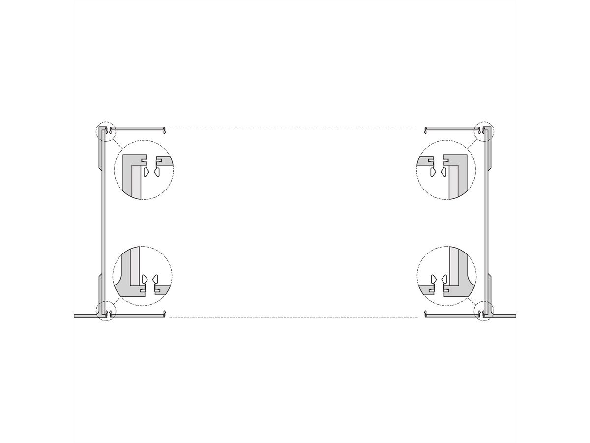 SCHROFF EuropacPRO 19" Support pour joint en acier inoxydable, Type F, trous pour poignée, 4 U